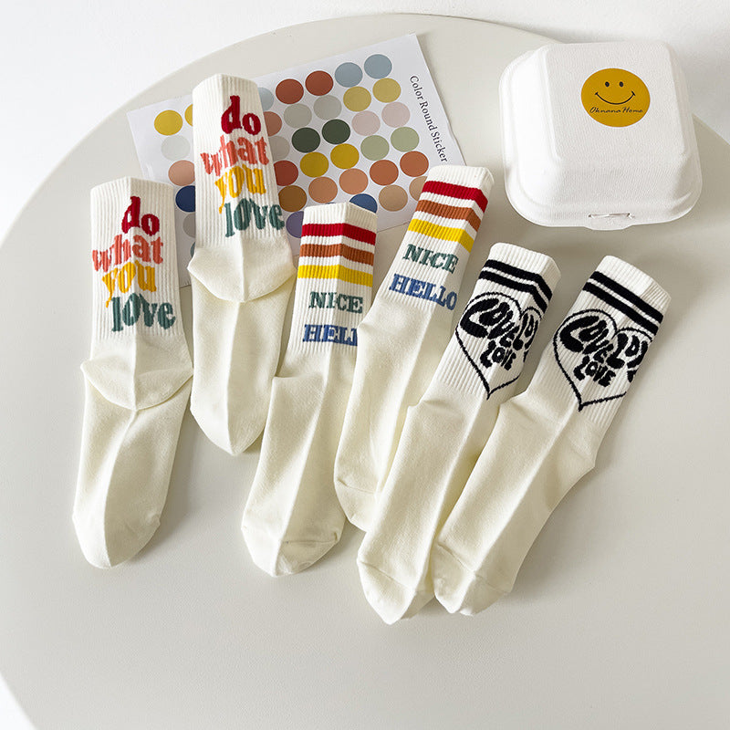 Japanese Creative Graffiti Colorful Mid Tube Socks