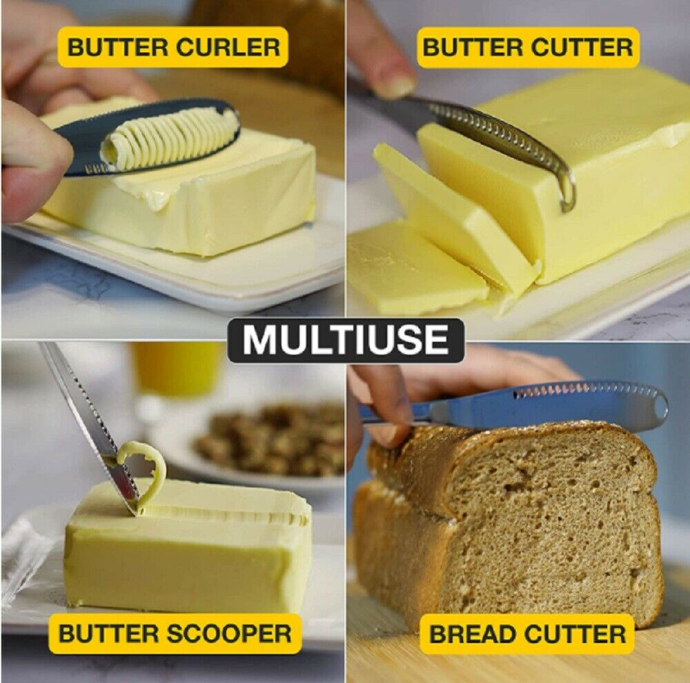 3 In 1 Stainless Steel Butter Spreader Knife Butter Curler Spreader Butter Knife