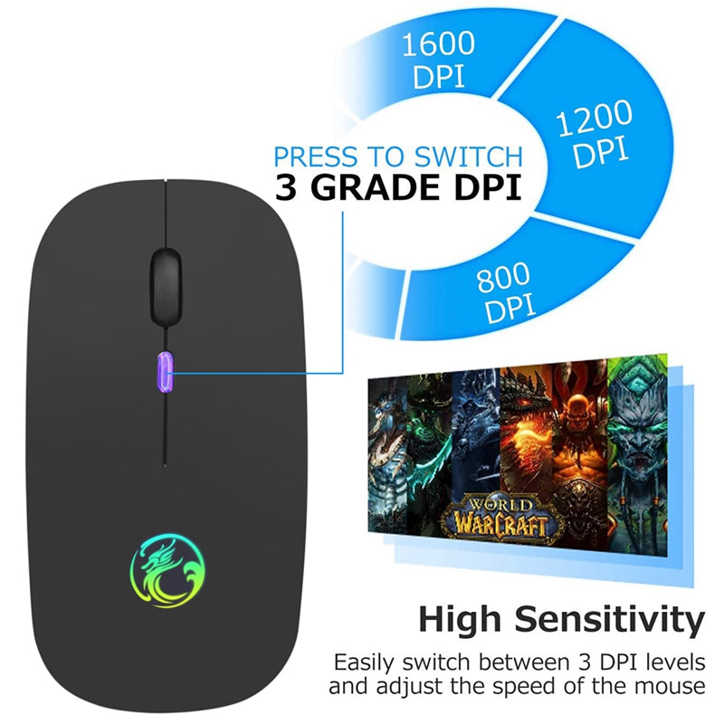 Rechargeable silent light emitting wireless mouse