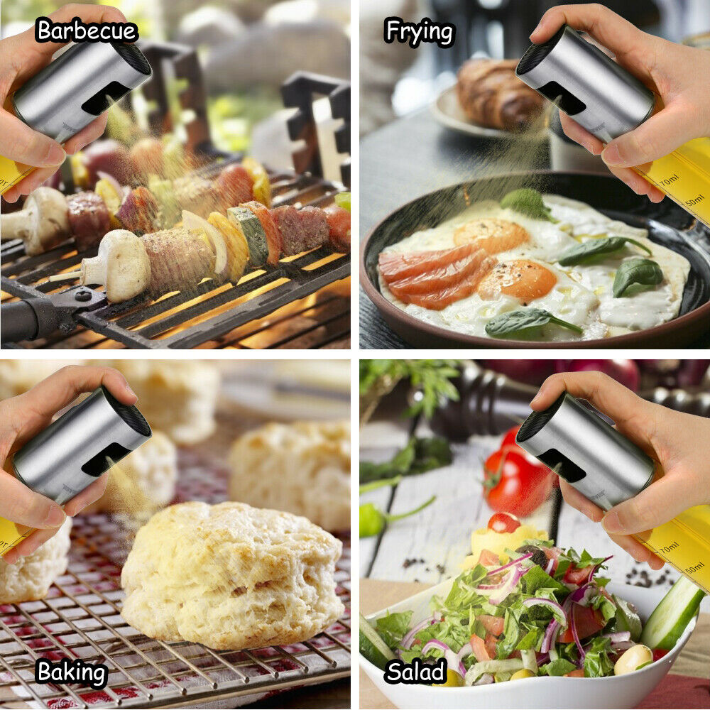 2PCS Stainless Oil Sprayer Cooking Mister Spray Fine Bottle Kitchen Tool UK