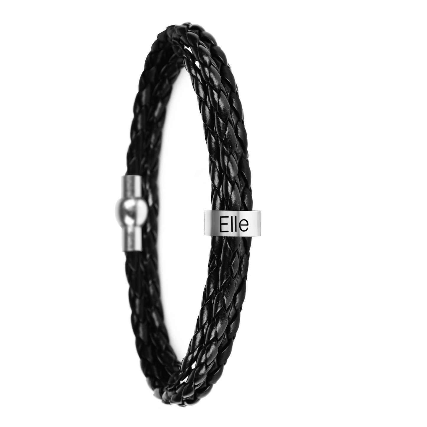 Personalized Mens Braided Genuine Leather Bracelet