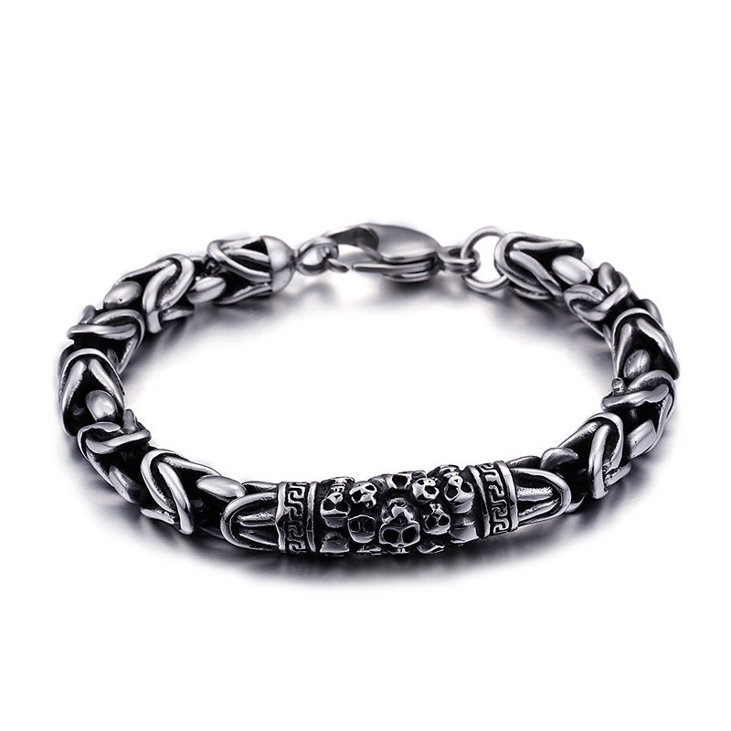 Mens Cool Gothic Style Skeleton Punk Metal Braided Chain Bracelet