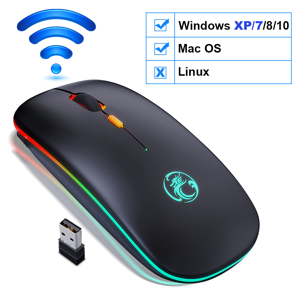 Rechargeable silent light emitting wireless mouse