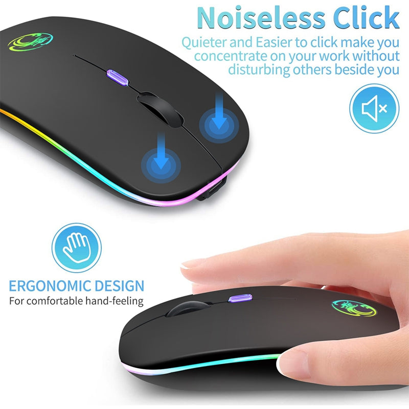 Rechargeable silent light emitting wireless mouse