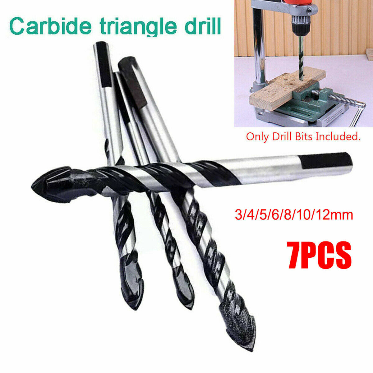 7XMulti-Material Tile Drill Bits Set Glass Ceramic Porcelain Granite Marble UK