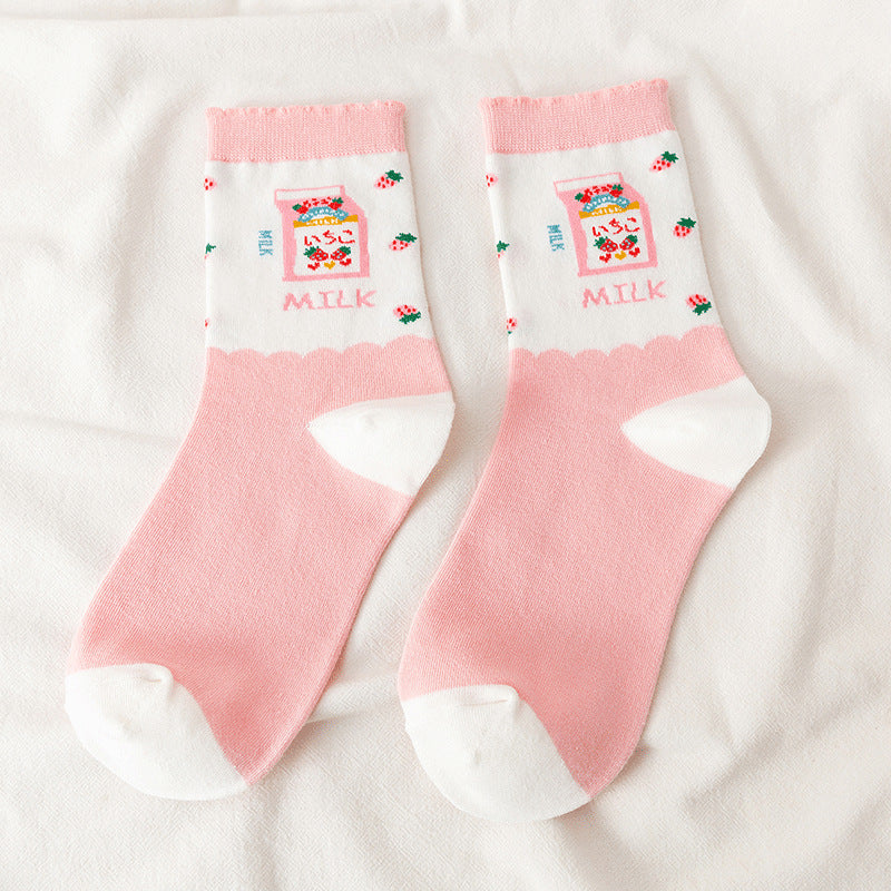 Mid-calf Autumn And Winter Pure Cotton Cartoon Cute Thigh High Socks