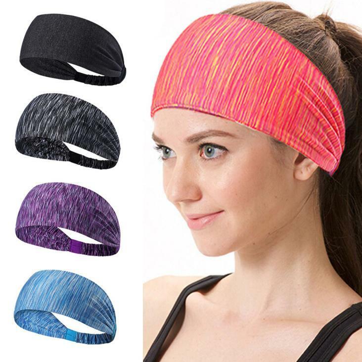 Men Women Sweat Sweatband Headband Yoga Gym Running Stretch Sports Head Band Random Color