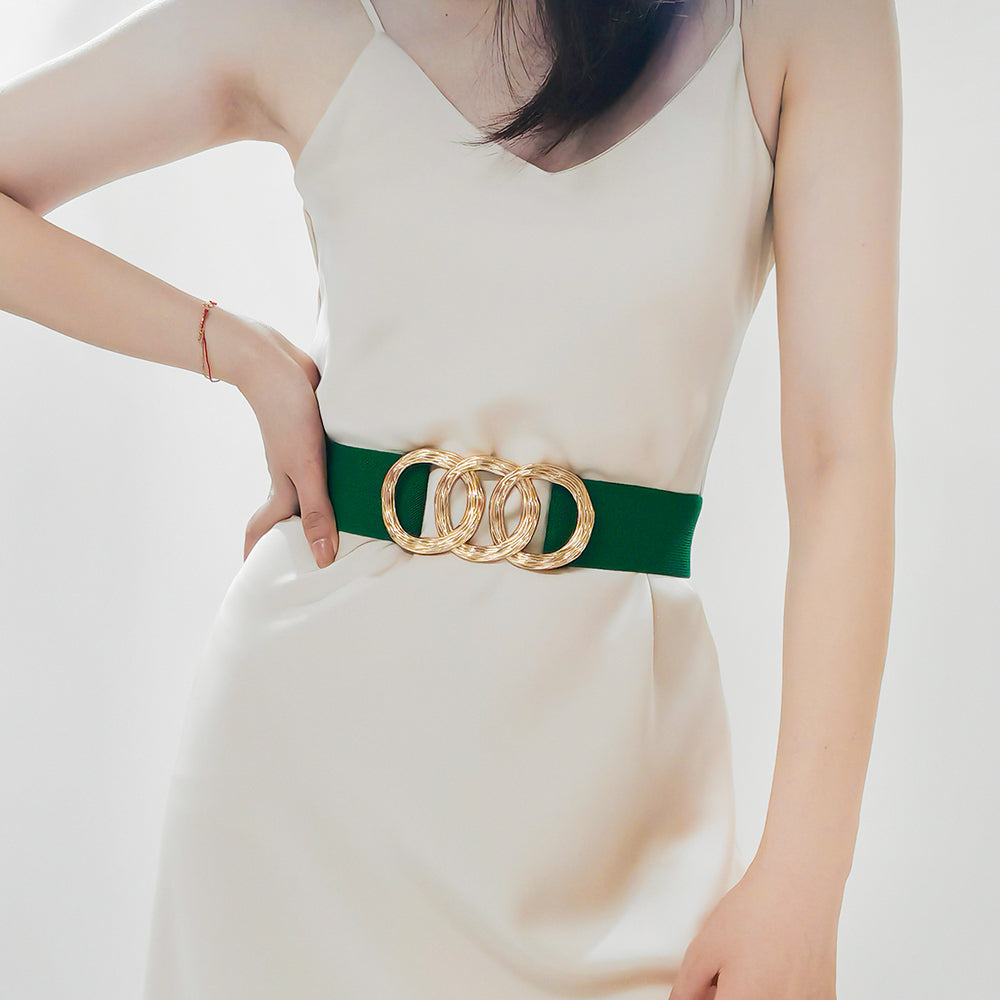 Ladies Belt High Sense Decoration With Suit Dress With Coat Geometric Circle Buckle Wide Belt