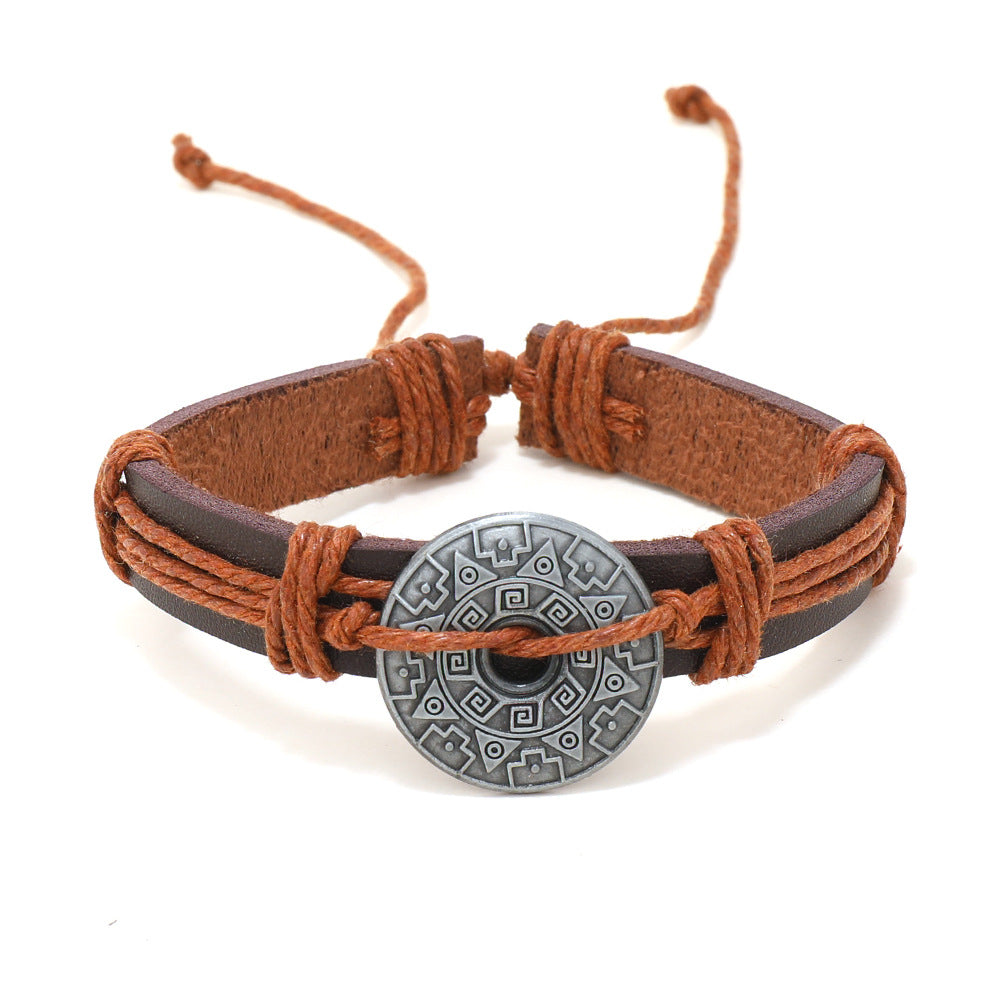 Mens Fashion Casual Multi-layer Leather Bracelet