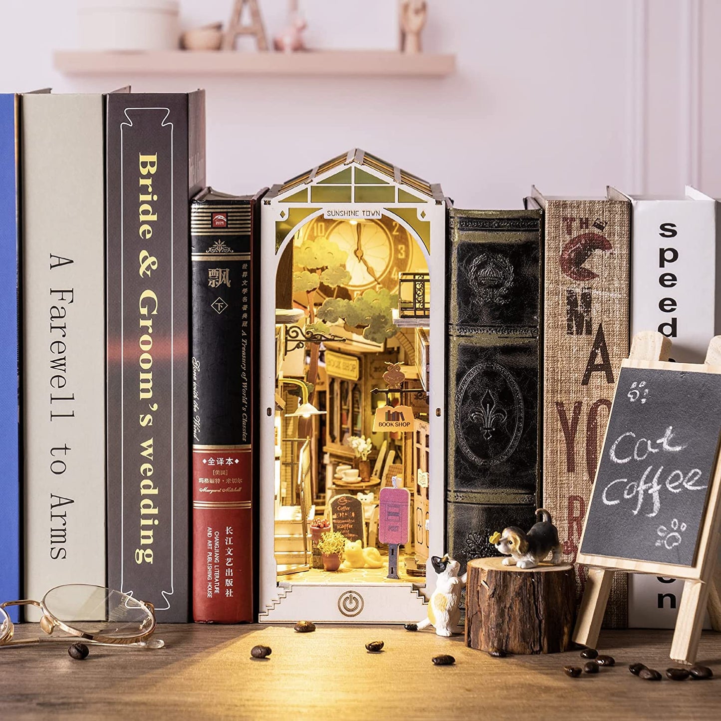 Robotime Rolife Book Nooks Series Stories In Books 4 Kinds DIY Wooden Miniature House Furniture Sakura Densya TGB01 Dropshipping