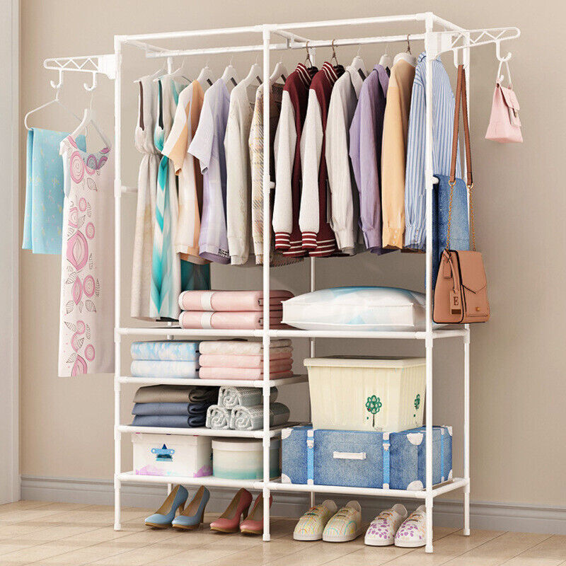 Heavy Duty Metal Clothes Rail Storage Garment Shelf Hanging Display Stand Rack