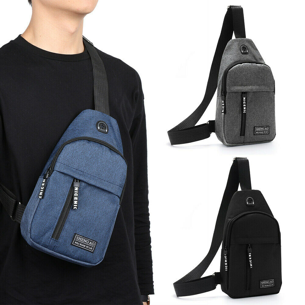 Mens Sling Bag Cross Body Handbag Chest Bag Shoulder Pack Sports Travel Backpack Gray