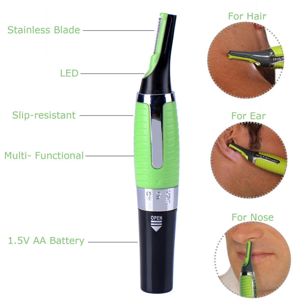 Water Resistant Nose Ear Hair Trimmer Clipper Shaver LED Light Beard Eyebrow Siderburns Ear Neck Nasal Hair Remover