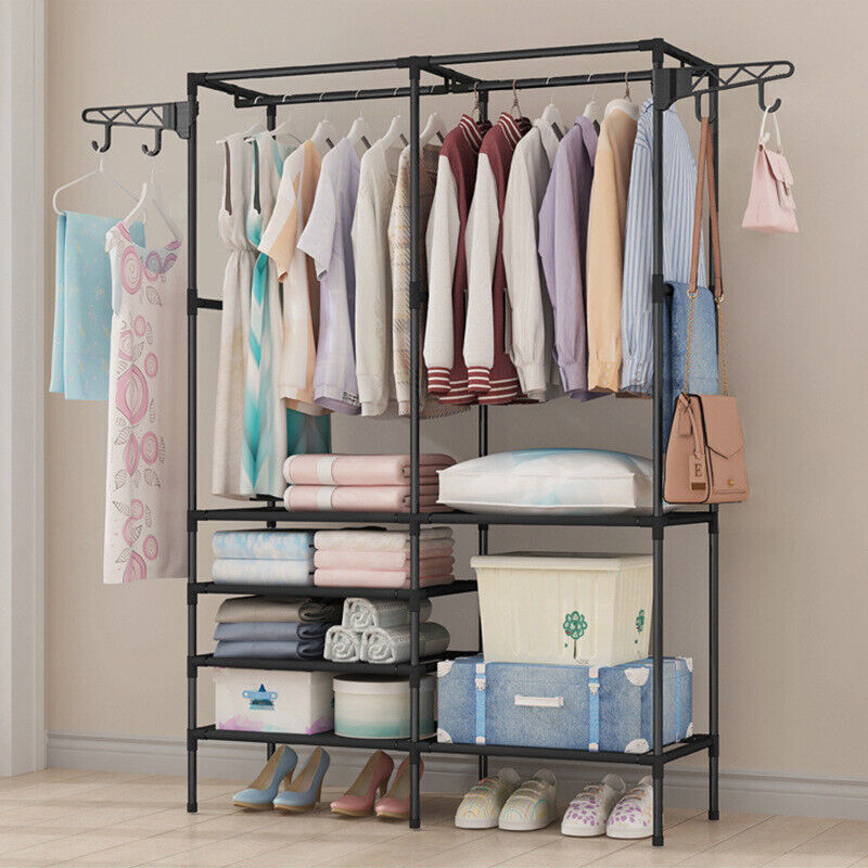 Heavy Duty Metal Clothes Rail Storage Garment Shelf Hanging Display Stand Rack