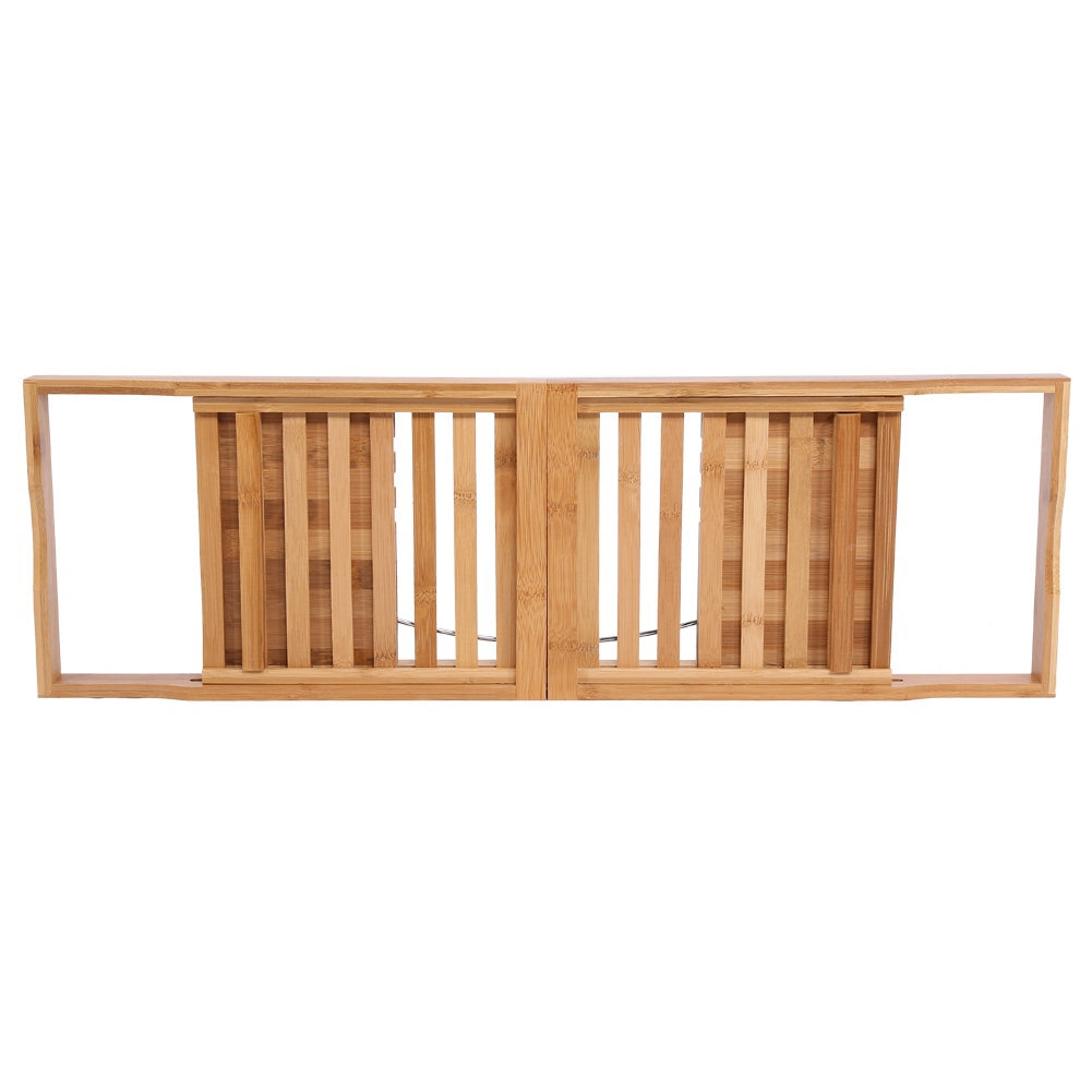 1Pc Extendable Bamboo Bathtub Rack Shelf Bathroom Shower Tub Caddy Book Reading Tray Stand New