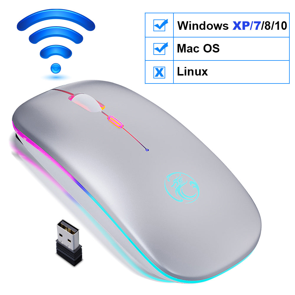 Rechargeable silent light emitting wireless mouse