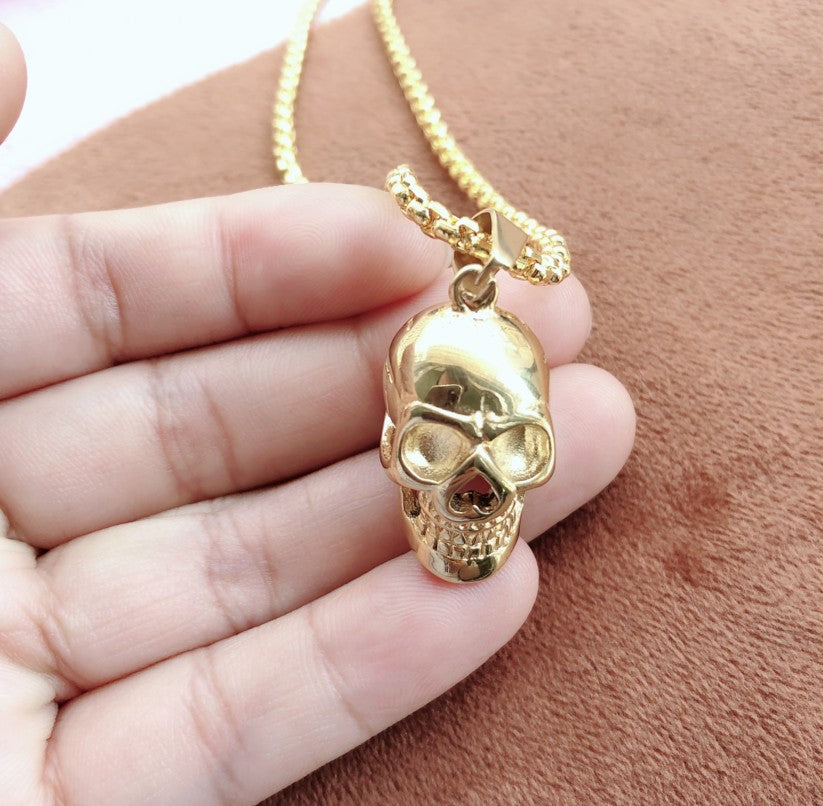 Mens Fashion Simple Skull Pendant Necklace