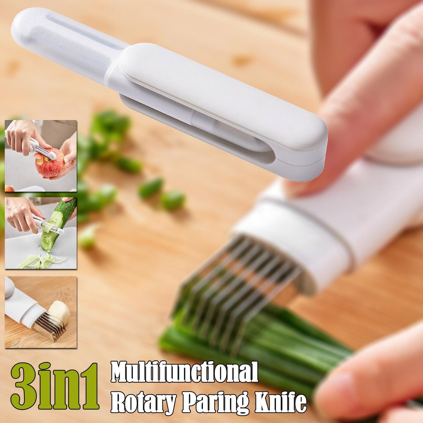 3 In 1 Multifunctional Rotary Paring Knife 360 Rotating Stainless Steel Peeler And Grater Kitchen Gadgets Multifunctional Paring Knife Stainless Steel Paring Knife For Peeling Shredding