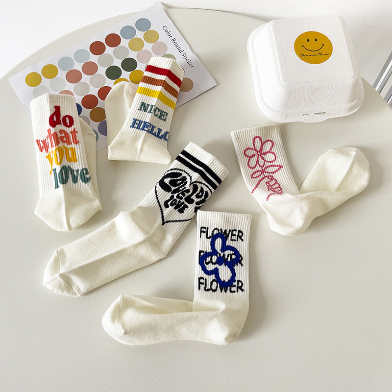 Japanese Creative Graffiti Colorful Mid Tube Socks