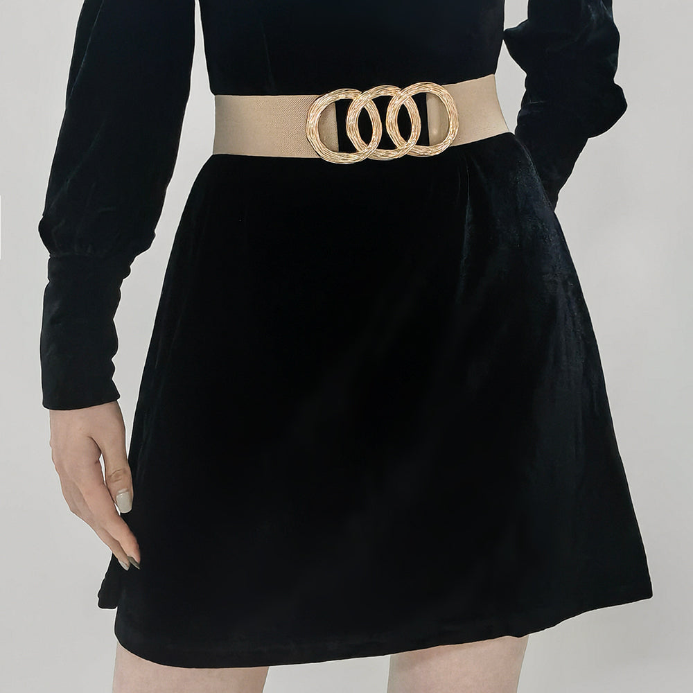 Ladies Belt High Sense Decoration With Suit Dress With Coat Geometric Circle Buckle Wide Belt