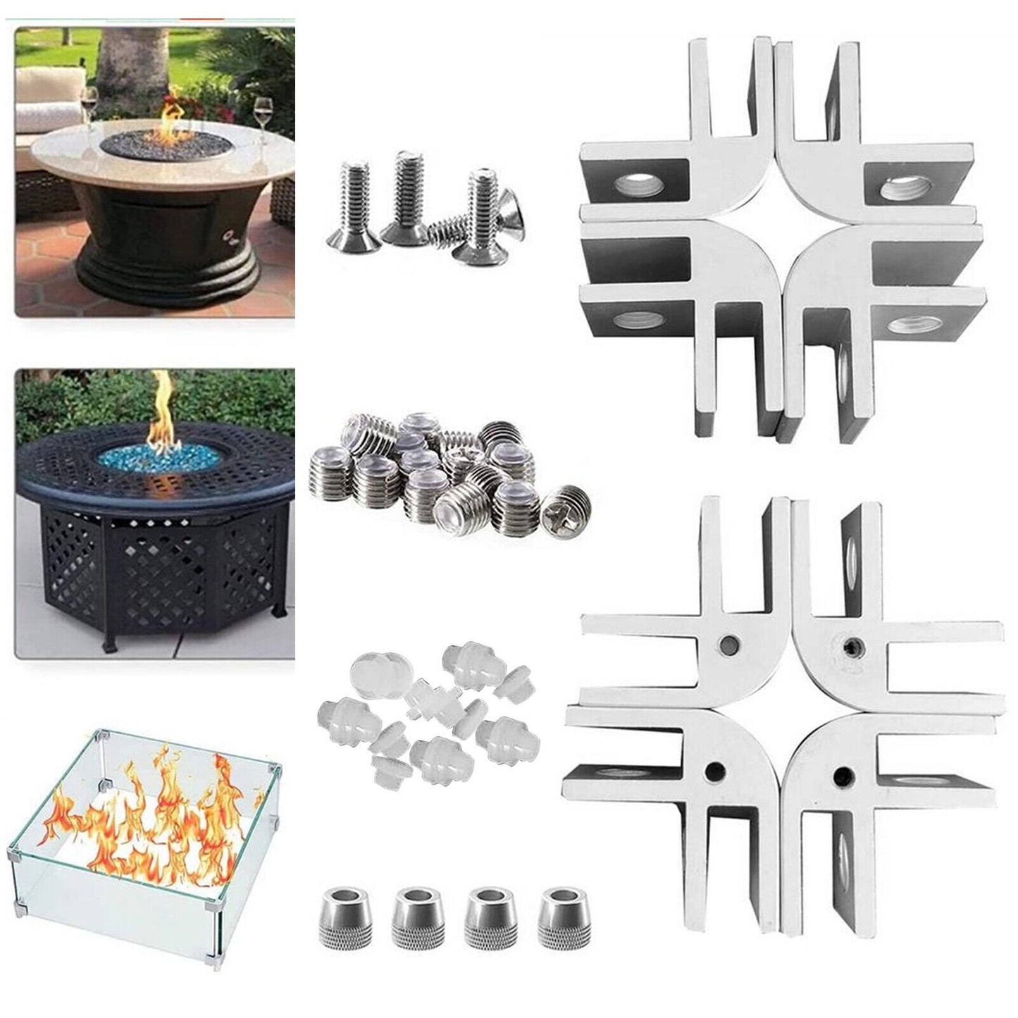 Fire Pit Wind Guard Glass Flame Guard Square Table Safety Screens Kit Outdoor