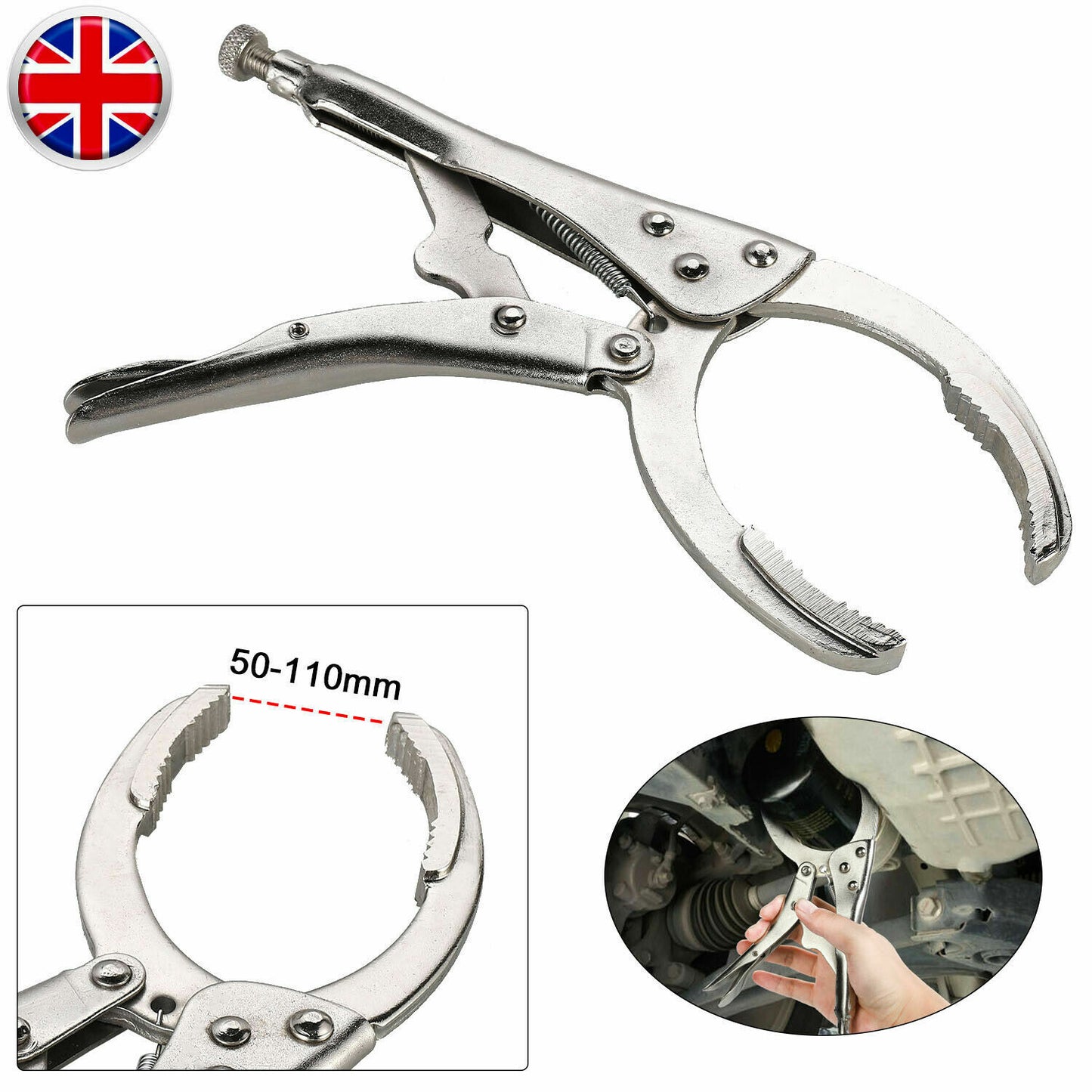 Adjustable Oil Filter Wrench Removal Tool Locking Pliers Hand Remover 50mm-110mm