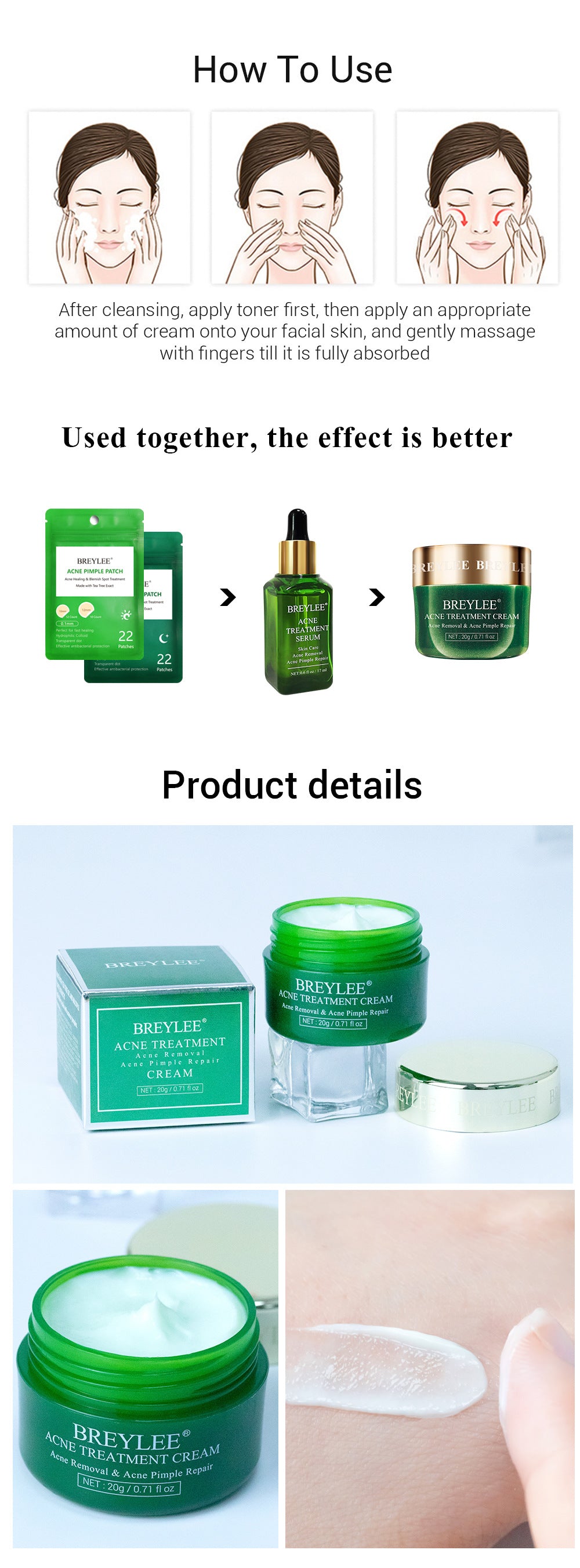 BREYLEE Tea Tree Acne Cream Moisturizing Acne Scars Scar Essence Cream