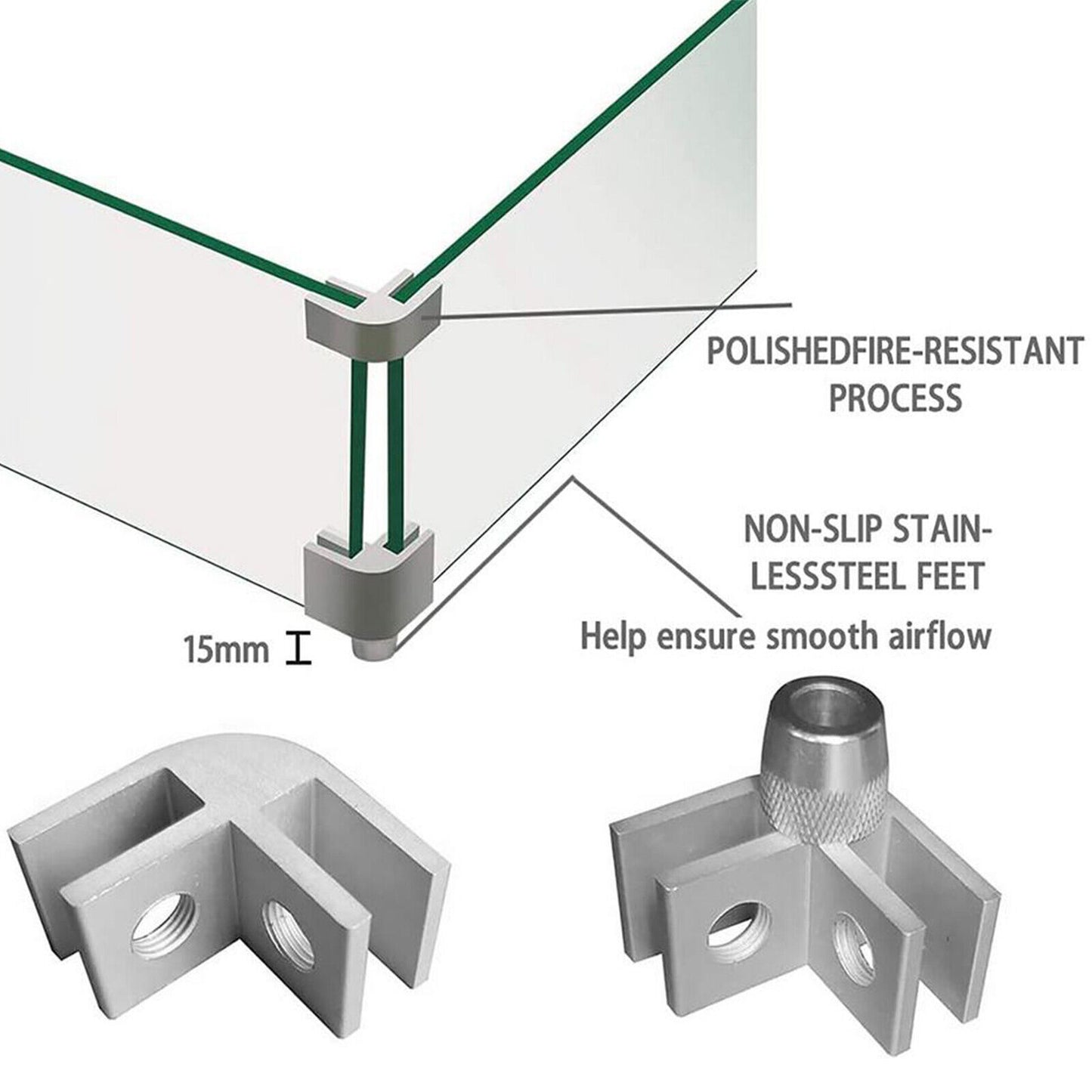 Fire Pit Wind Guard Glass Flame Guard Square Table Safety Screens Kit Outdoor