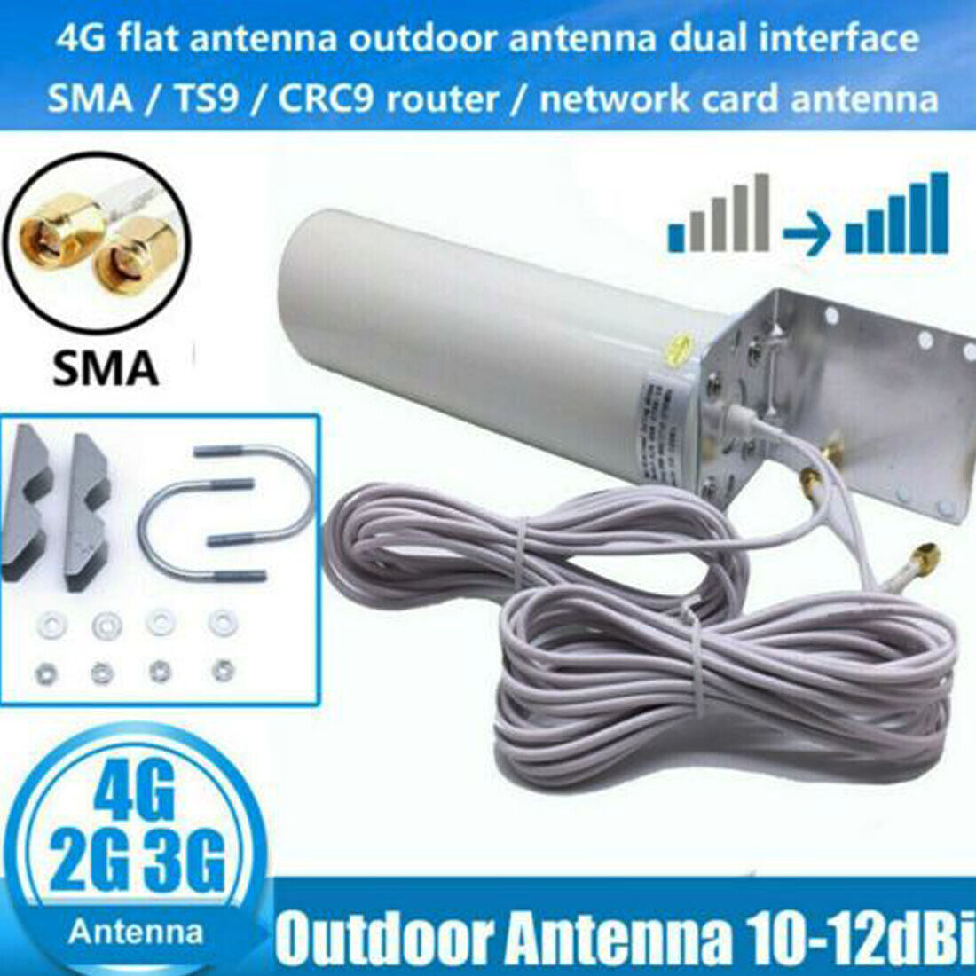 Dual SMA Male 3G 4G LTE Wall Mount Signal Booster Antenna Outdoor Signal Booster