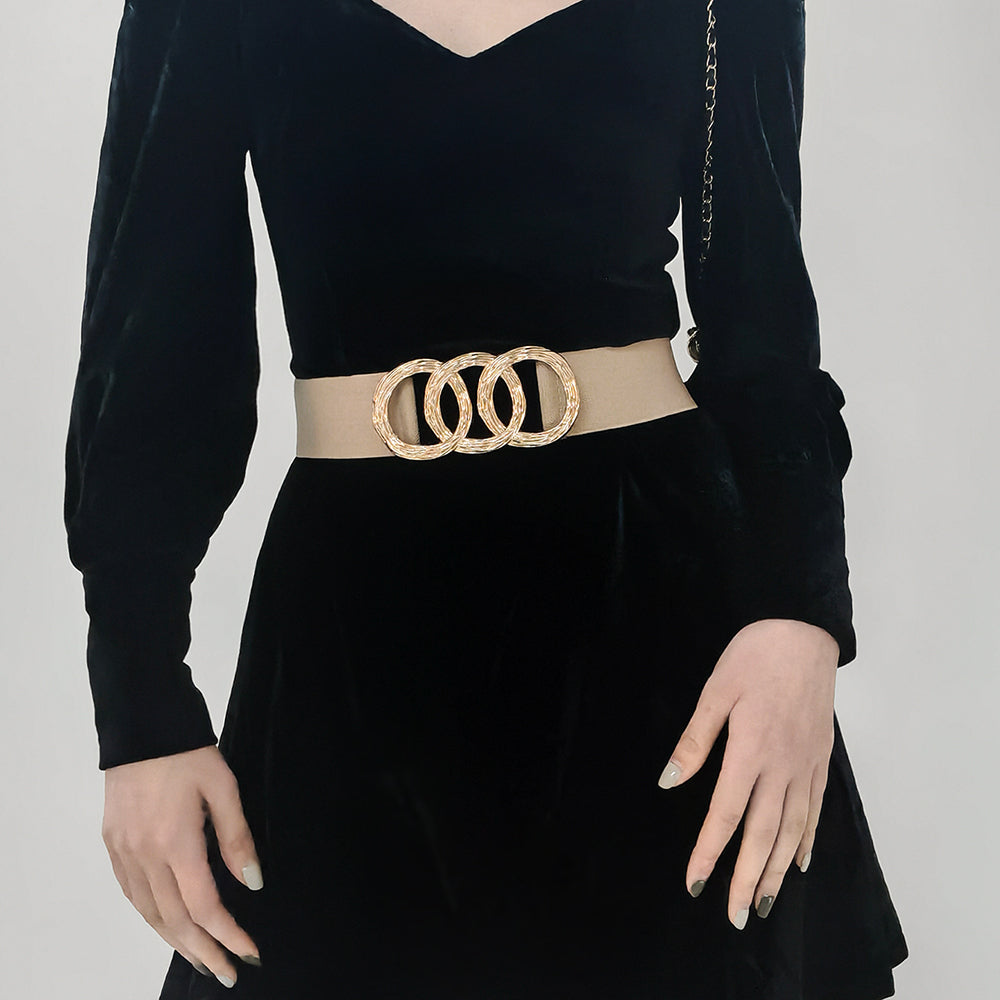 Ladies Belt High Sense Decoration With Suit Dress With Coat Geometric Circle Buckle Wide Belt