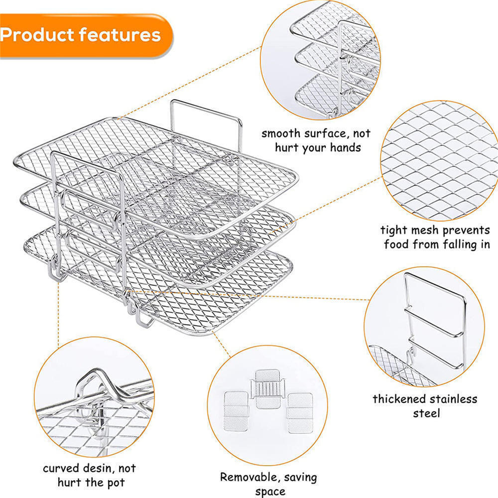 Air Fryer Rack For Ninja Dual Air Fryer 304 Stainless Steel Multi-Layer Dehydrat