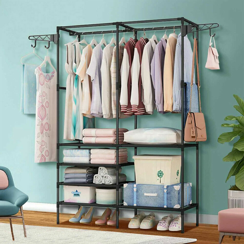 Heavy Duty Metal Clothes Rail Storage Garment Shelf Hanging Display Stand Rack