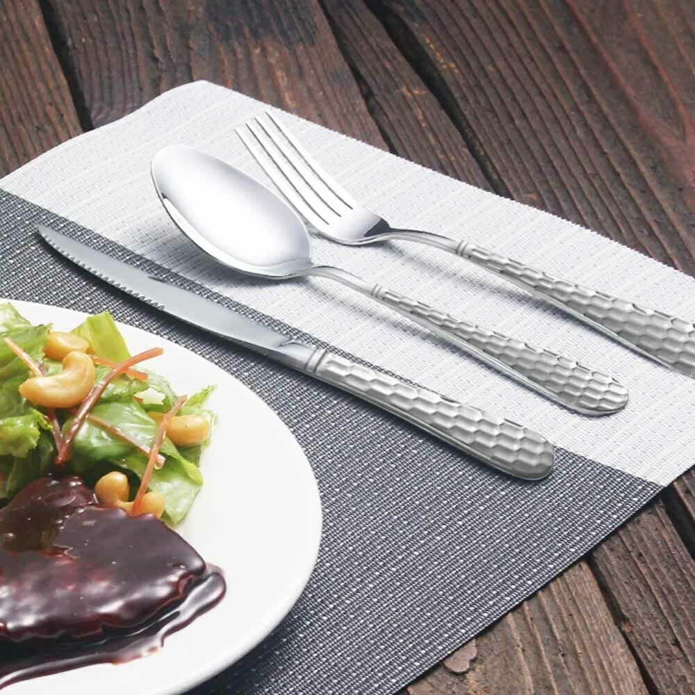 24pc Set Cutlery Set Flatware Stainless Steel Rounded Spoon Edge Dishwasher Safe