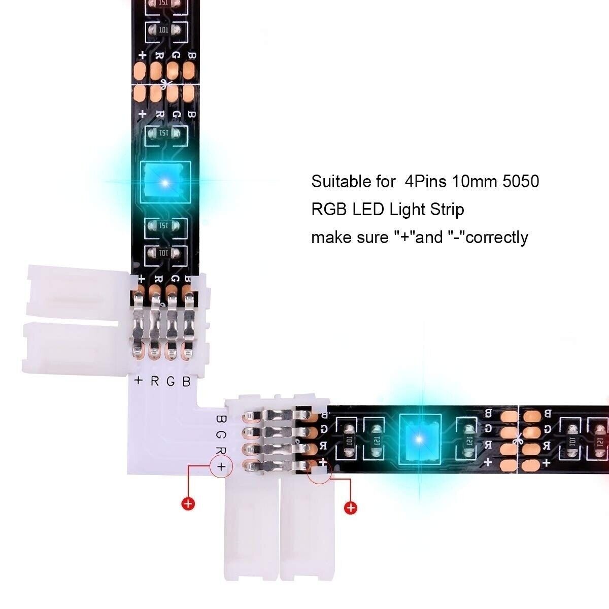 4 Pin  L Shape Connector Straight Connector Adapter For 5050 LED Strip Light