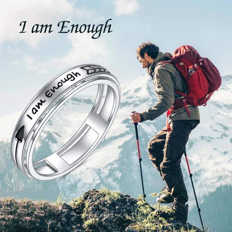 Anxiety Ring Sterling Silver Fidget Ring for Anxiety i Am Enough Inspirational Spinner Ring Stress Relief Rings for Women Mens