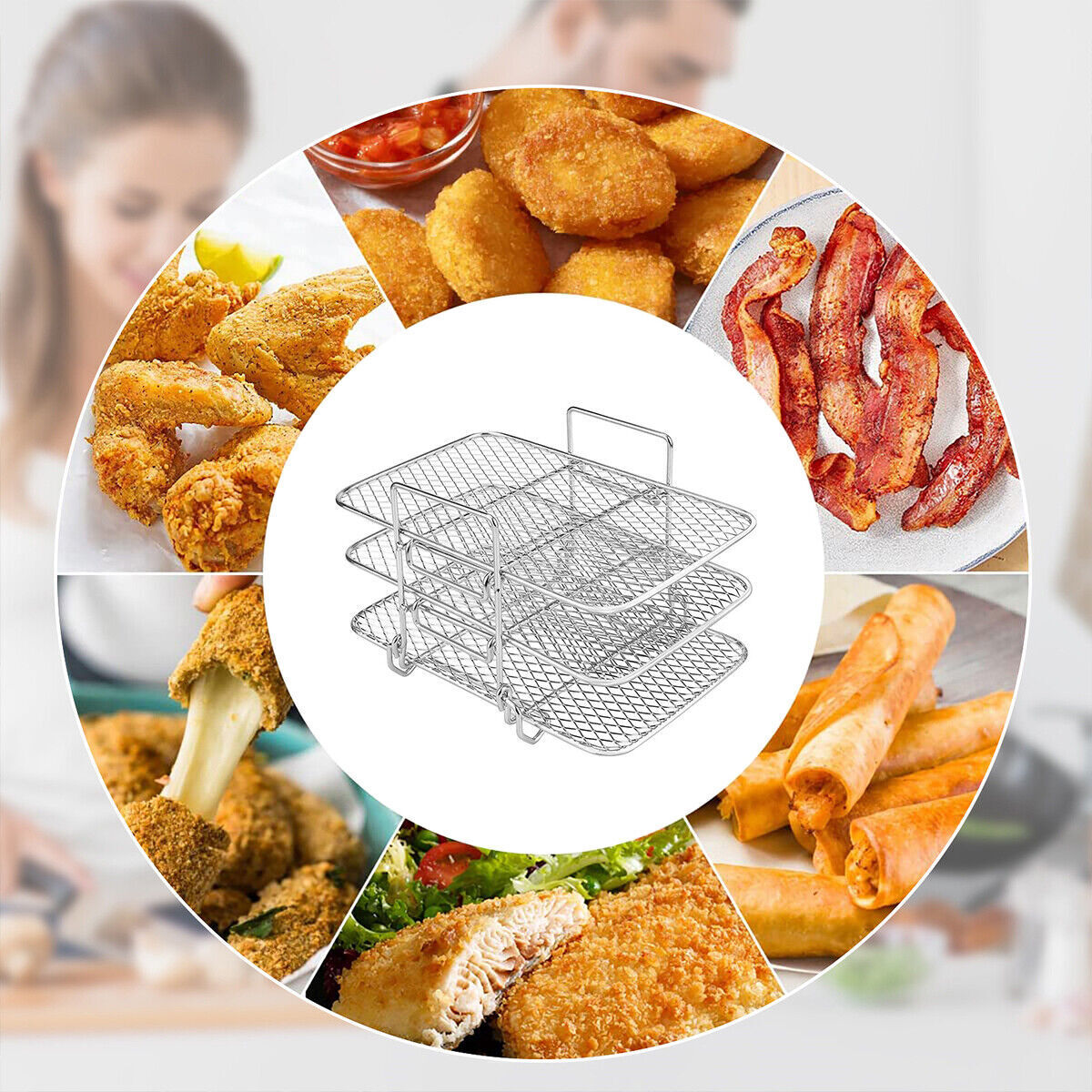 Air Fryer Rack For Ninja Dual Air Fryer 304 Stainless Steel Multi-Layer Dehydrat