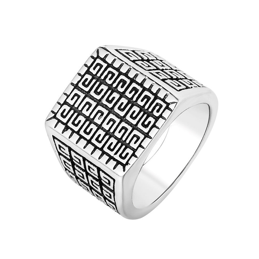 Square Simple Mens Titanium Steel Ring