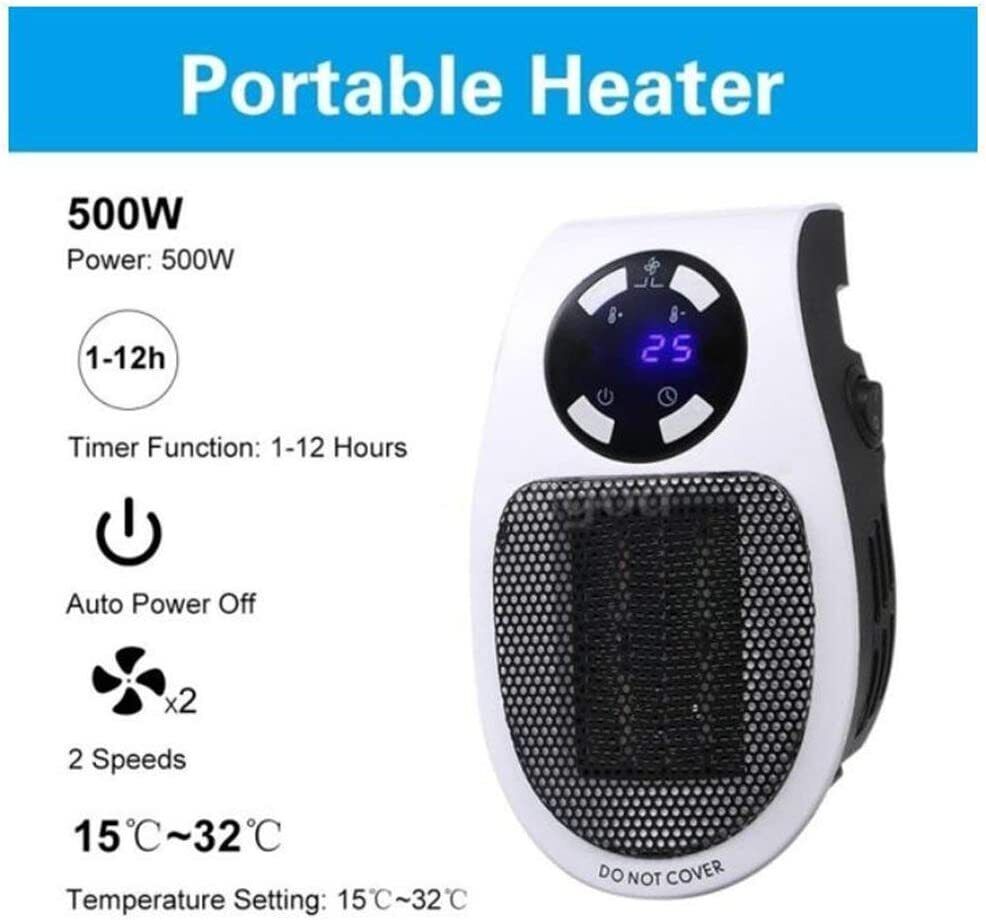 500W Ceramic Electric Mini Fan Heat Portable Plug Heat Low Energy Efficiency UK