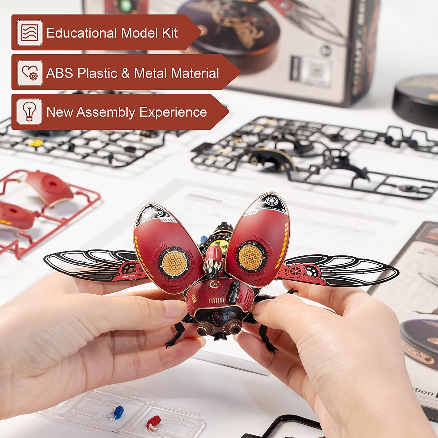 Robotime Rokr Scout Beetle Metal 3D Puzzles Games Punk Style Gift For Birthday Easy Assembly Mechanical Design DIY Toys - MI02