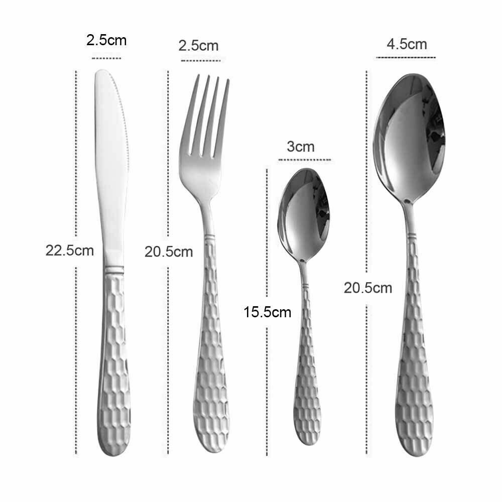 24pc Set Cutlery Set Flatware Stainless Steel Rounded Spoon Edge Dishwasher Safe